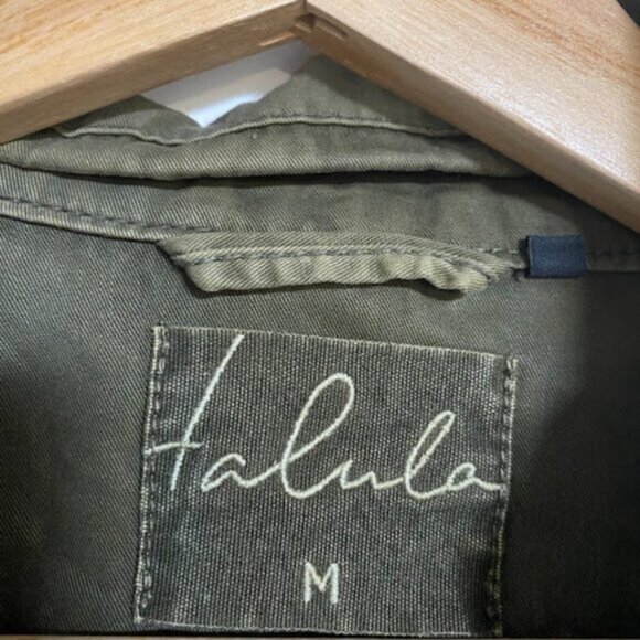 Talula Olive Green Faux Leather Sleeve Women's Utility Jacket Size M - Picture 6 of 11
